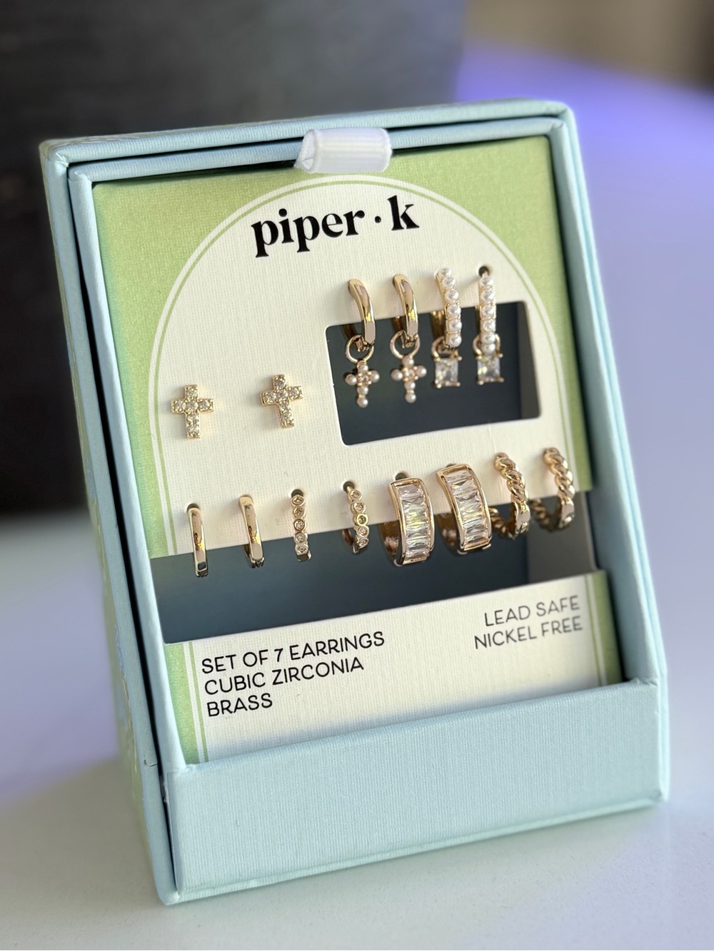 61. Piper K Earring brass Set – 7 Pairs